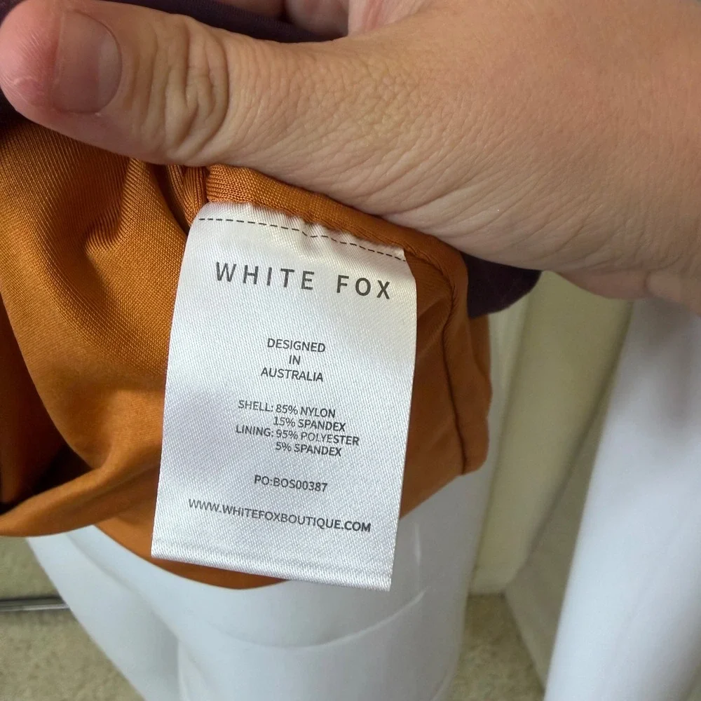 White Fox Boutique Ombre Halter Mini Dress Orange Purple Cutout Ruched Sunset